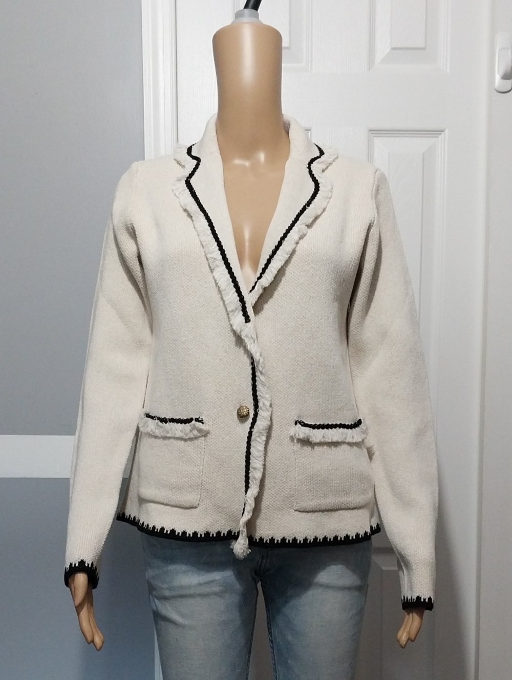 Cocogio Fringe Trim Cardigan, NWT,‎ Size M